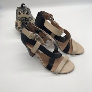 Audrey Brooke Carnaby black tan heel size 6.